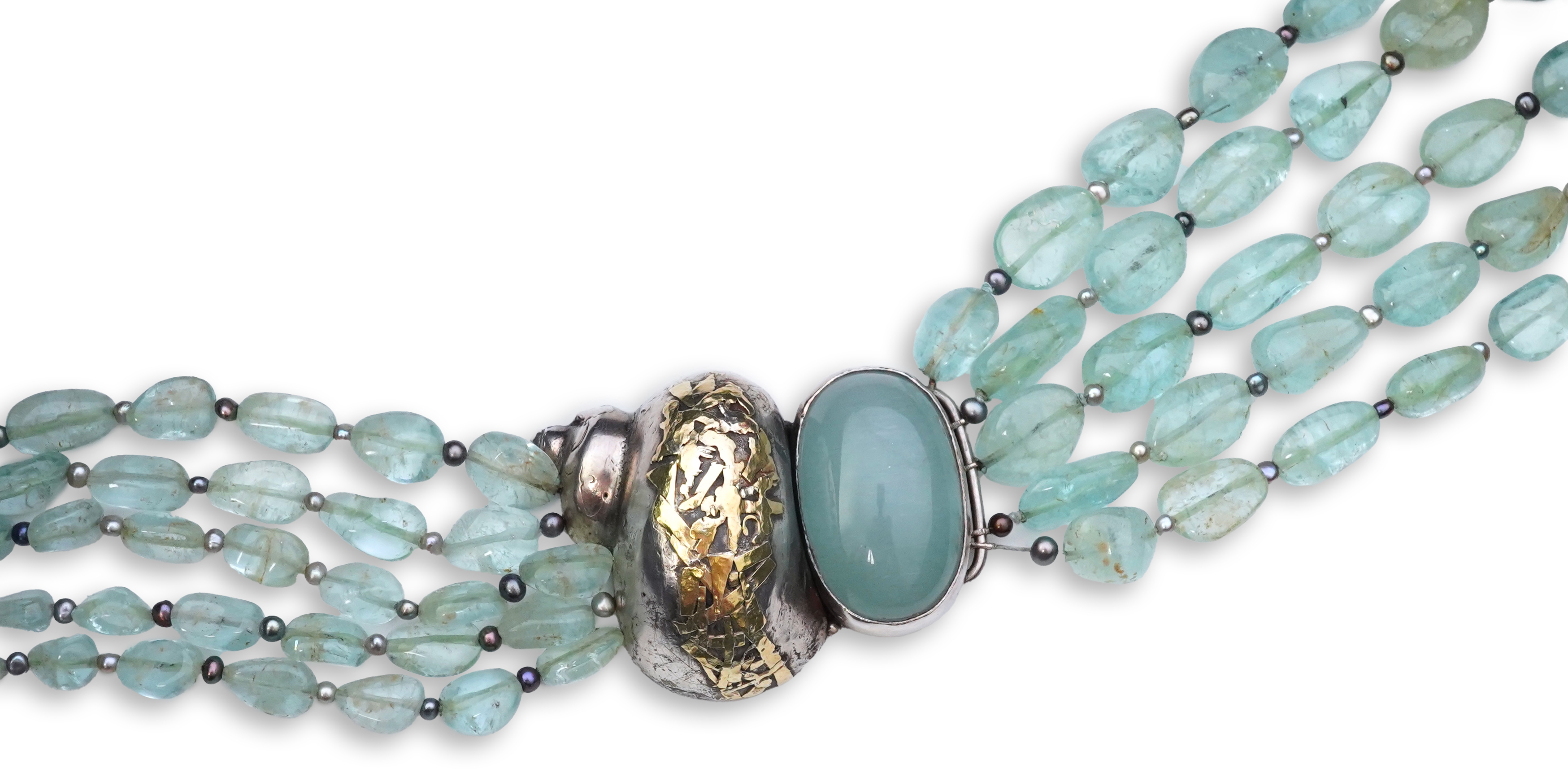 Eileen Coyne, an aquamarine and cultured pearl necklace, circa 2011